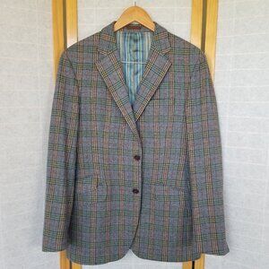 Kuhlman Wool Blazer Sportscoat Smokey Blue Plaid Lined Two-Button Size US 40R
